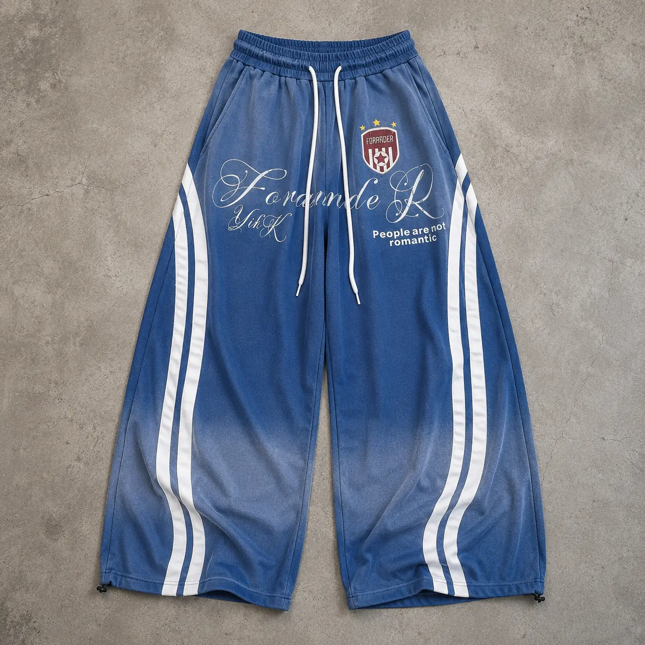 Blue wide-leg track pants sample