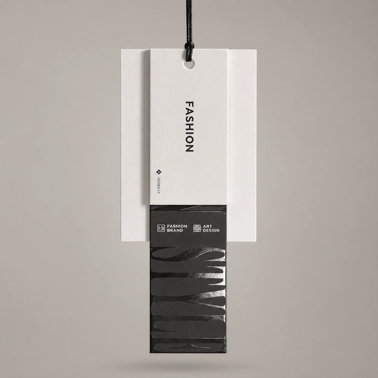 Layered black and white fashion hangtag set