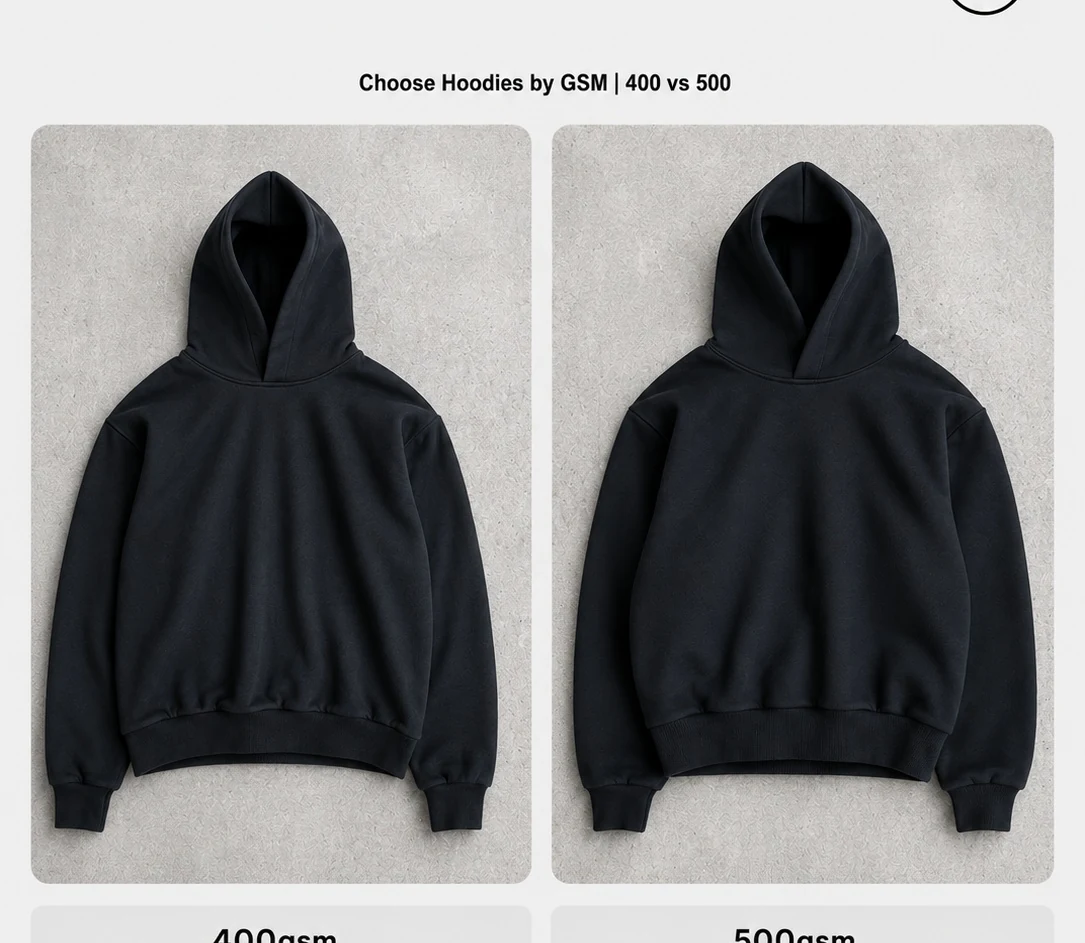 400 GSM and 500 GSM hoodie comparison