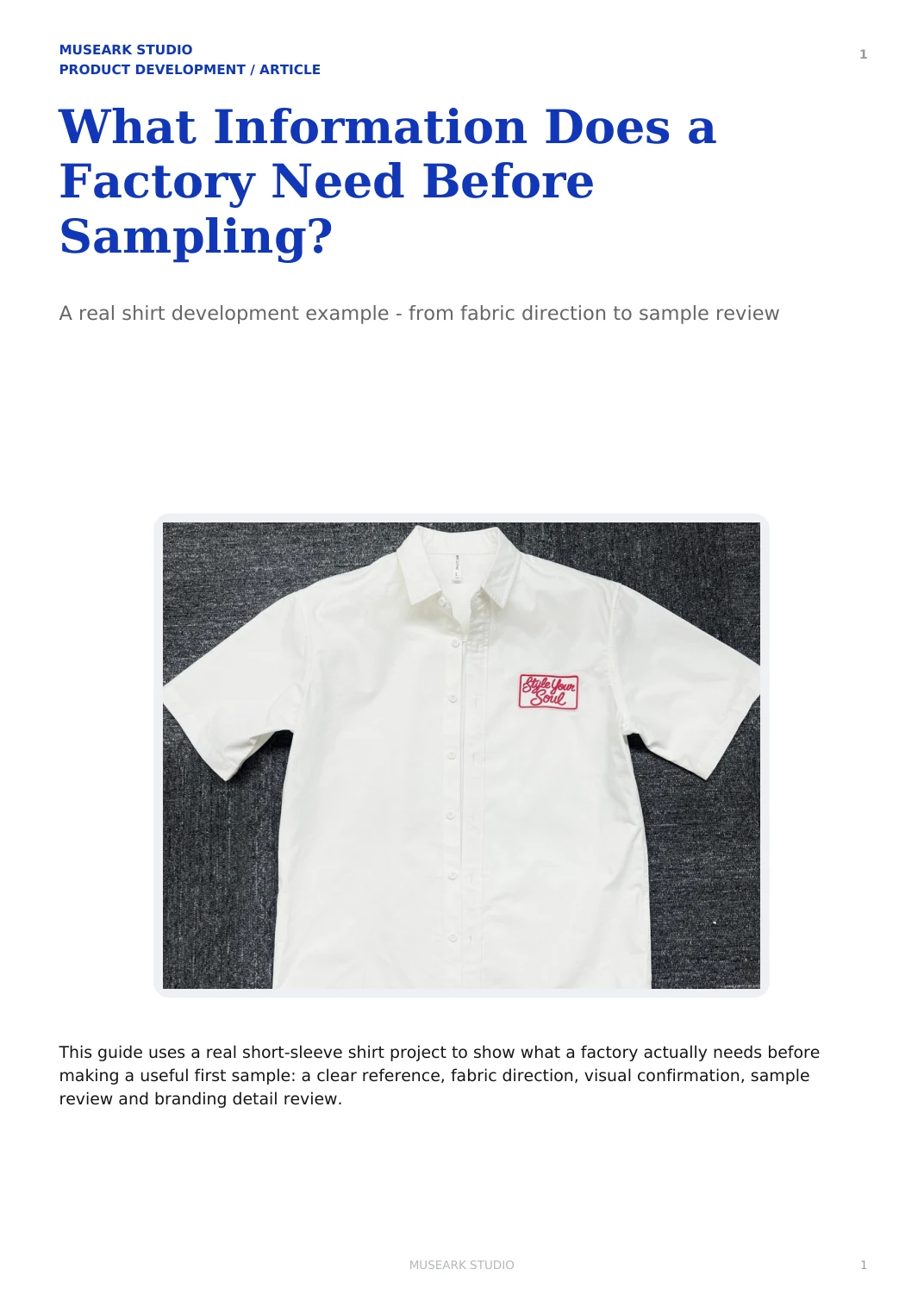 Factory information before sampling article page 1