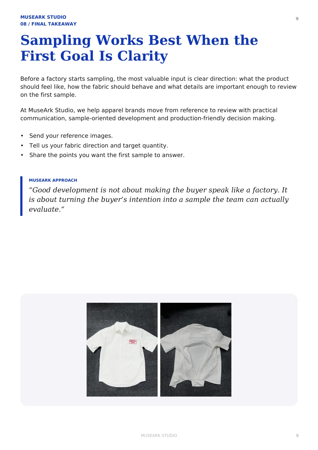 Factory information before sampling article page 9